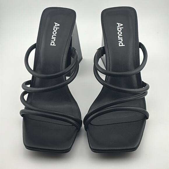New women’s Abound black strappy block geometric heel sandals slip on size 8 - Picture 2 of 9